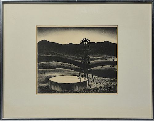Peter Hurd lithograph The Water Tank
