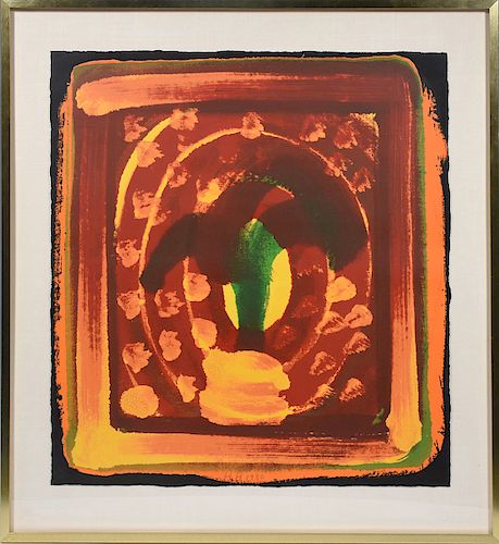 Howard Eliot Hodgkin (Br/Am 1932-2017) lithograph hand colored on hand made paper