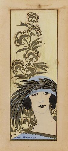 Kees van Dongen, (Dutch, 1877-1968), Tete de femme (Woman in Feathered Hat)