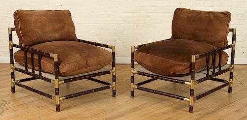 PR TURNED WOOD BRASS ARMCHAIRS MAN. BILLY HAINES