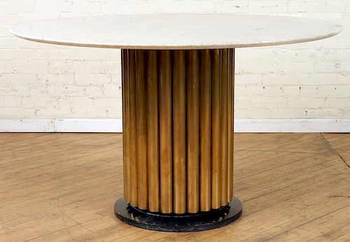 MID CENTURY MODERN MARBLE TOP TABLE BRASS BASE