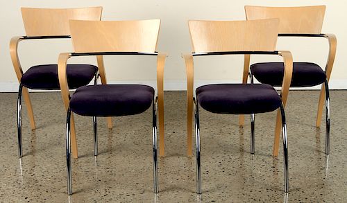 SET OF 4 DINING CHAIRS CHROME LEGS BY KRUG