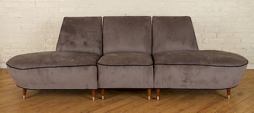 3 PIECE UPHOLSTERED ITALIAN CURVED SOFA C.1960