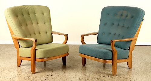 PR FRENCH OAK ARMCHAIRS BY GUILLERME ET CHAMBRON