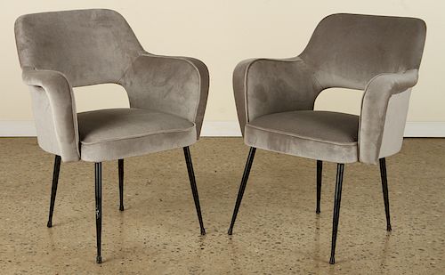 PAIR RESTORED ITLAIAN ARMCHAIRS IRON LEGS C.1950