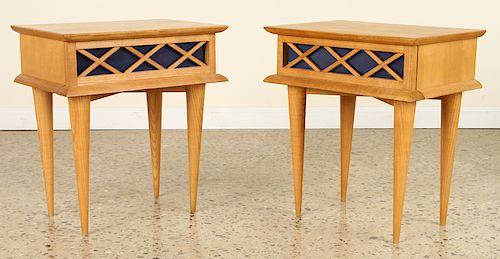 PAIR OAK SIDE TABLES IN MANNER OF GIO PONTI 1950