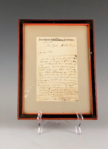 1872 Autographed Letter Signed by Horace Greeley,