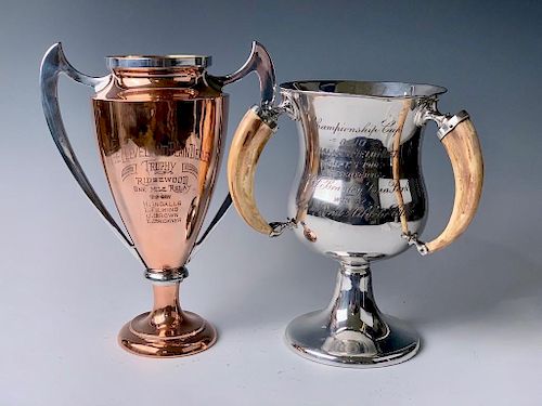 Two Silver Plated Athletic Trophies