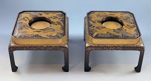 Pair of Japanese Lacquer Cup Stands