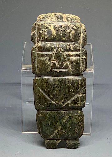 Carved Jadeite Ancestor Pendant, Pre-Columbian