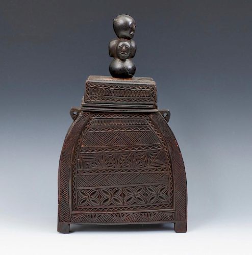 Wood Carved Storage Container, African, Late 19th