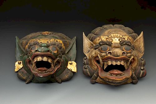 Pair of Fearsome Colorful Animal Masks