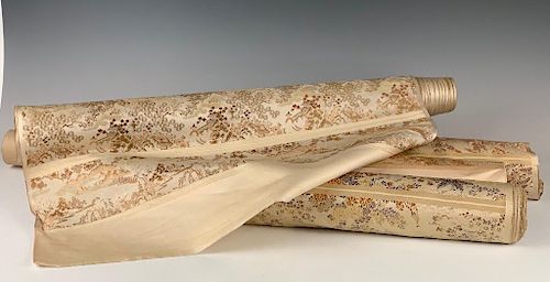Four Asian Woven Silk Panels