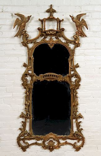 CHINESE CHIPPENDALE STYLE PAGODA FORM MIRROR 1950