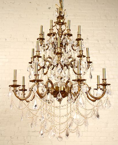 FRENCH STYLE 24 ARM BRONZE CRYSTAL CHANDELIER