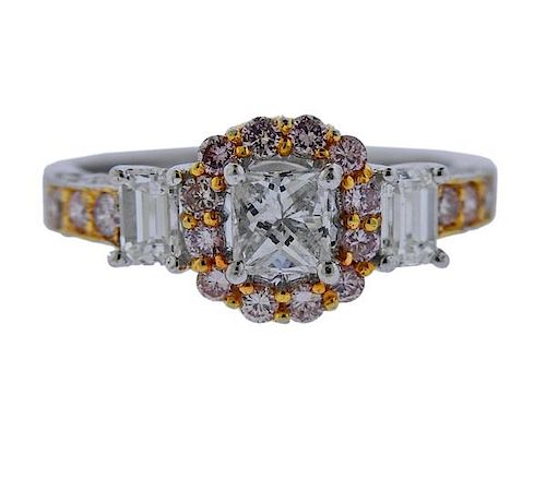 Birks Platinum Gold Diamond Engagement Ring
