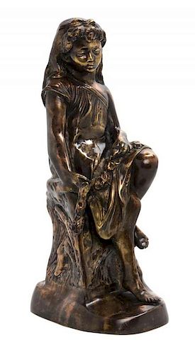 A Continental Patinated Bronze Figure, Height 18 inches.
