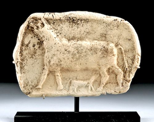 Mesopotamian Terracotta Relief Plaque w/ Cow and Calf