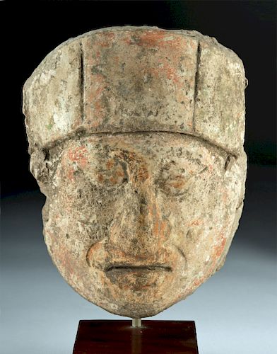 Impressive Mayan Painted Stucco Portrait Head