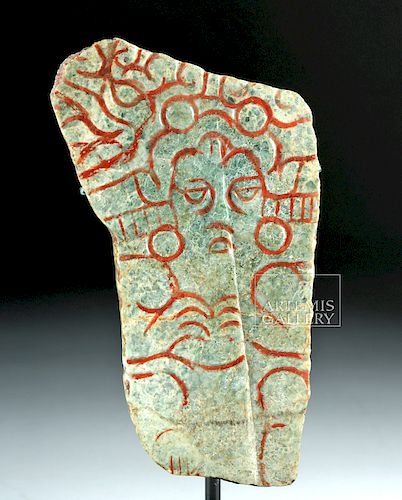 Fine Mayan Jade Pectoral w/ God & Quetzalcoatl