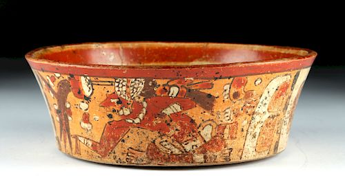Important Mayan Polychrome Bowl / Glyph on Base w/ TL