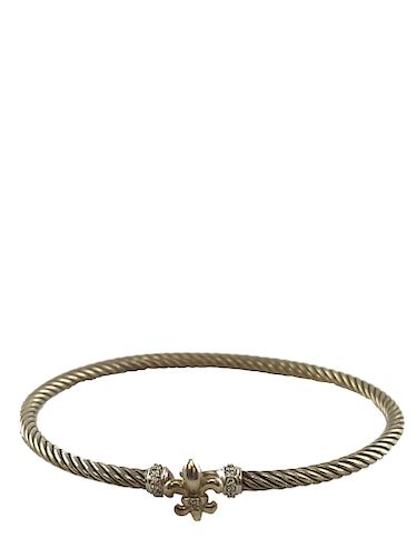  David Yurman Cable Fleur de Lis Bracelet with Diamonds