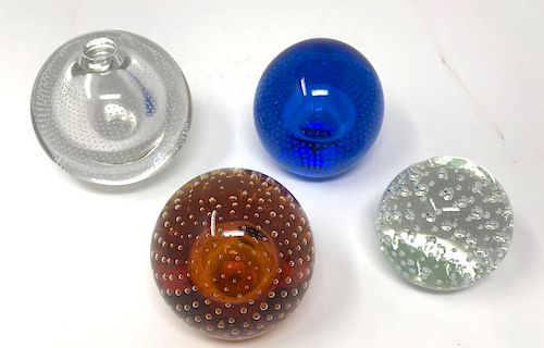 Assorted Controlled Buble Paperweights and Vase