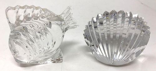 Waterford Crystal Fish & Shell Paperweights