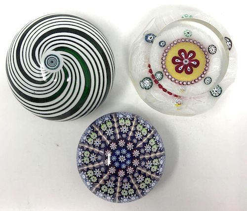 Three Perthshire Art Glass Paperweights