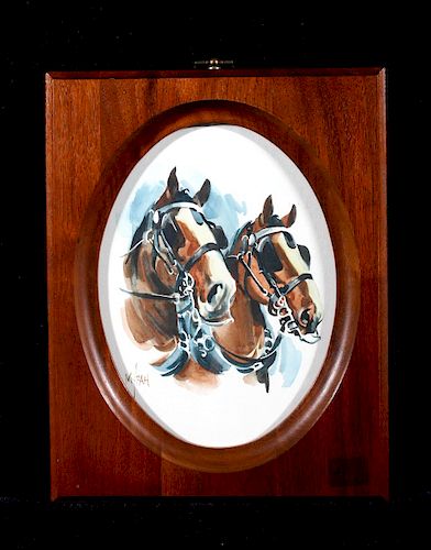 Newman Myrah Bridled Horses Watercolor