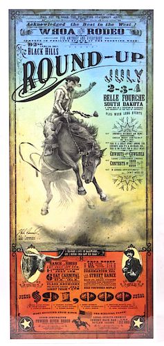 Black Hills South Dakota Round-up Rodeo Poster