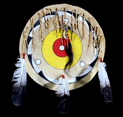 Blackfoot Polychrome Buffalo Rawhide Shield