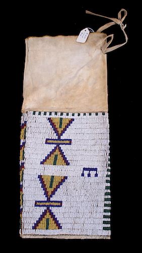 Sioux Fully Beaded Pipe Bag 19th Century