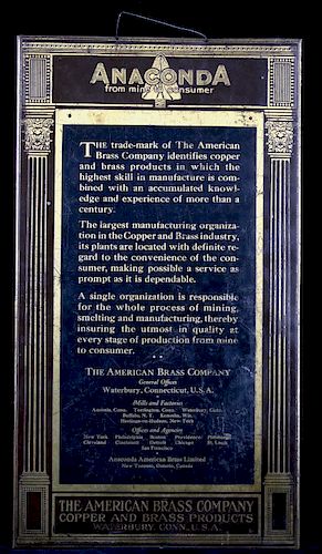 American Brass Co. Anaconda Metal Calendar Holder