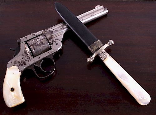 Traveling-Desk Cased Forehand Co Revolver & Dagger