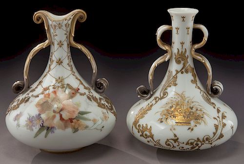 (2) Mt. Washington Colonial Ware glass vases