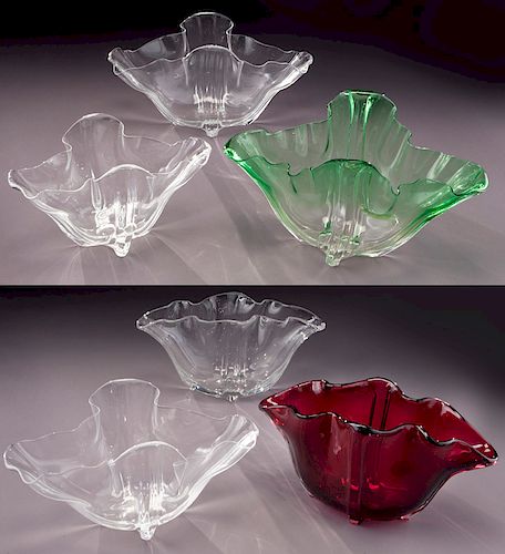 (6) Steuben fan vases