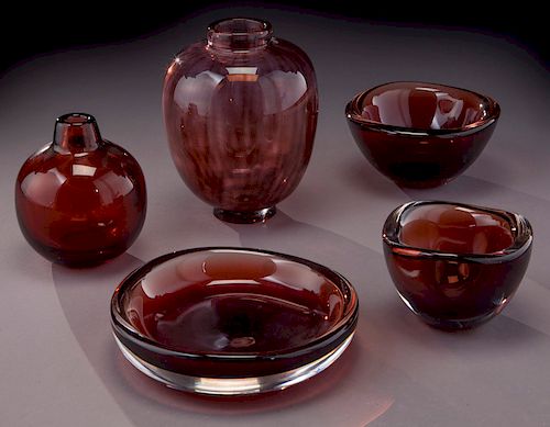 (5) Orrefors glass items,