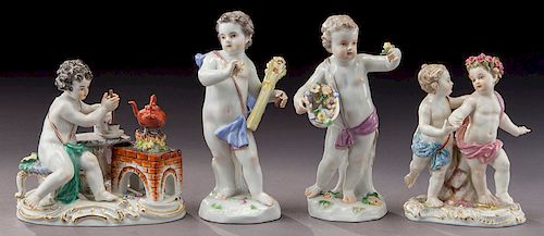 (4) Meissen porcelain allegorical figures,