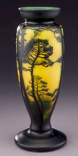 Muller Freres footed cameo glass vase