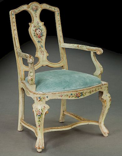 Venetian style painted armchair