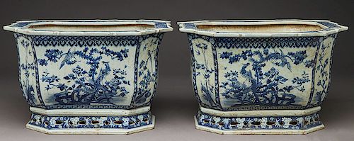 Pr. Chinese blue and white porcelain rectangular