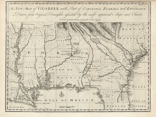 Rare map of the US South East - Emanuel Bowen 1748
