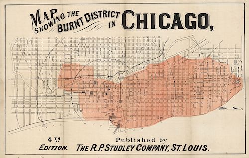 Burnt District in Chicago map - c.1871