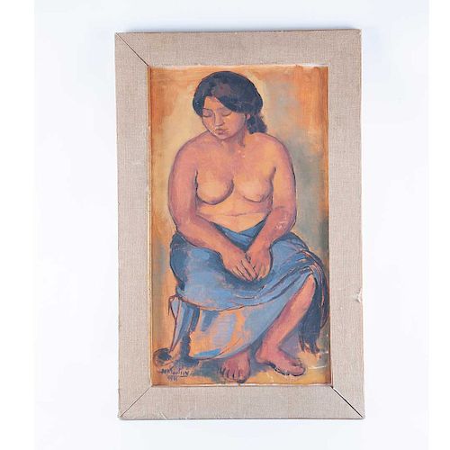 Mary Martín. Mujer indigena. Óleo sobre tela. Firmado y fechado 81. Enmarcado. 57 x 32 cm