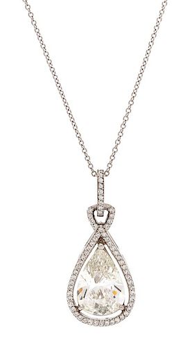 A Platinum, 18 Karat White Gold and Diamond Pendant/Necklace, 5.00 dwts.