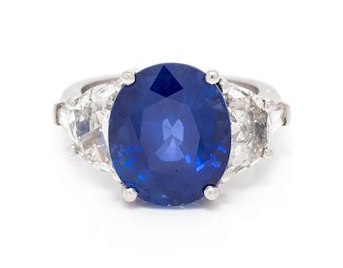 A Platinum, Sapphire and Diamond Ring, 9.30 dwts.