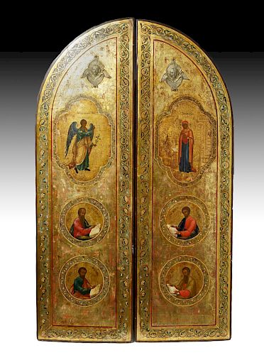 19th C. Russian Royal Door Panels, Museum-Exhibited