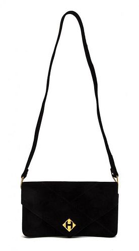 * An Hermes Black Suede Versailles Bag, 8 1/2 x 5 x 1 inches.