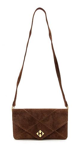 * An Hermes Brown Suede Versailles Bag, 8 1/2 x 5 x 1 inches.